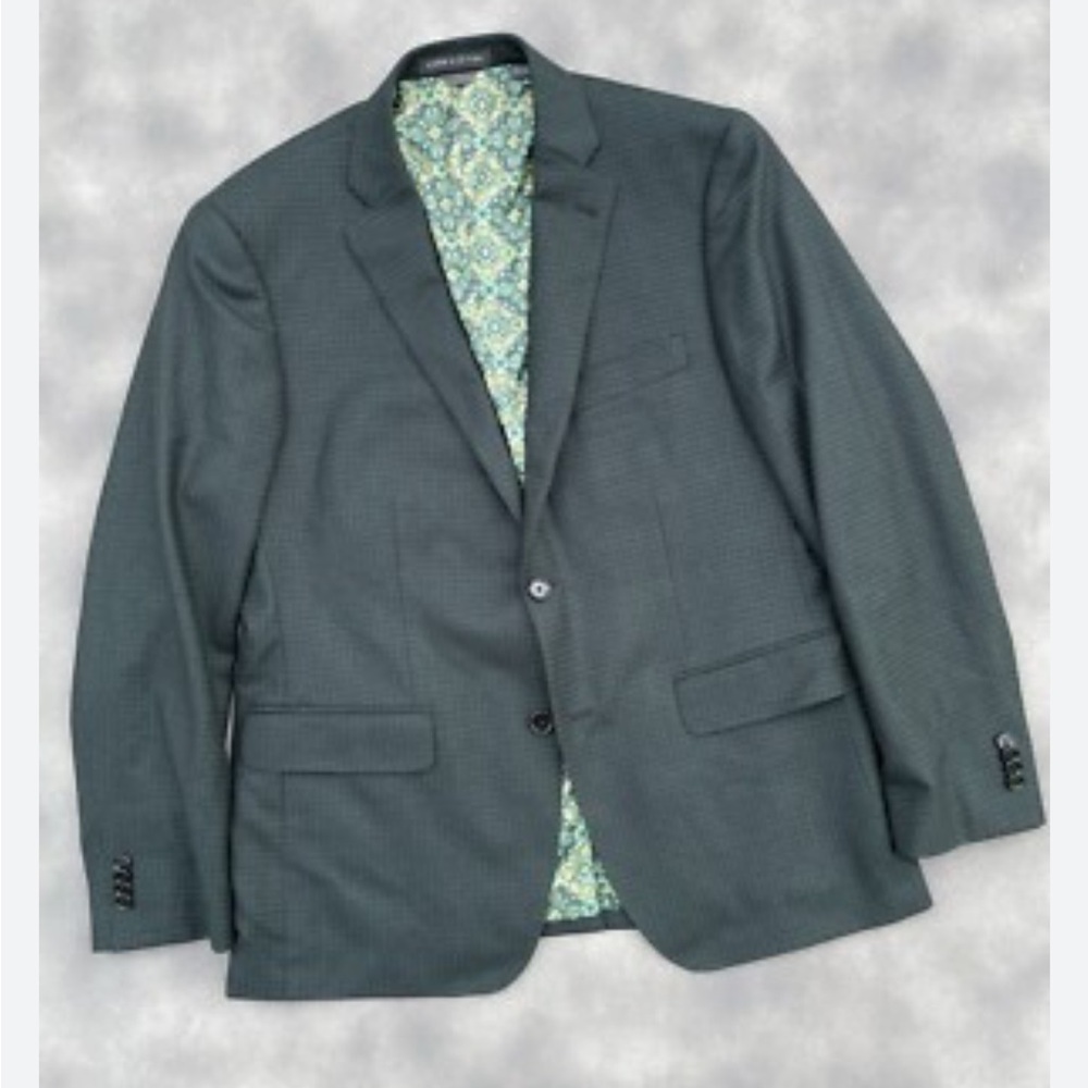 INDOCHINO Men's Sport Coat Blazer Two Button Green Small Check Plaid Wool 42